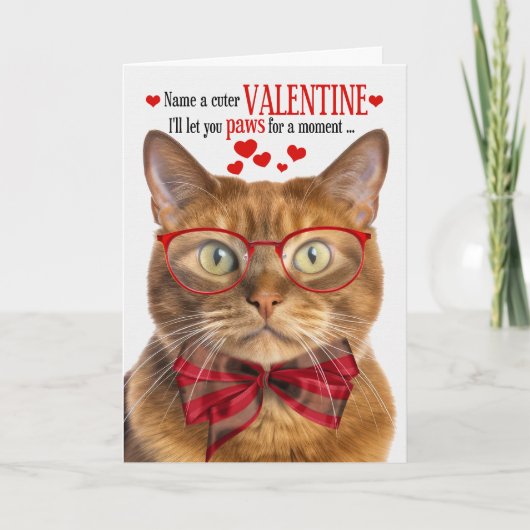 Rode Ginger Cat Valentijn met katachtige Humor Feestdagen Kaart (Voorkant)
