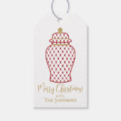 Rode Ginger Jar, Chinoiserie Custom Christmas Cadeaulabel (Voorkant)