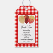  rode gingham & 3 glitterballonnen Verjaardag Cadeaulabel (Voorkant)