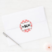 Rode gingham 3 monogram letter landstijl ronde sticker (Envelop)