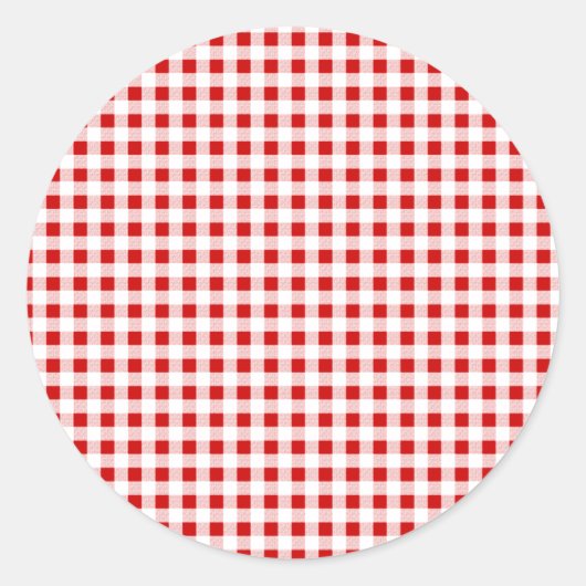Rode Gingham + aangepaste kleur Ronde Sticker (Voorkant)