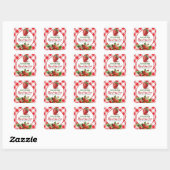 Rode Gingham Aardbeienjam Potlabel Vierkante Sticker (Vel)