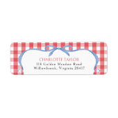 Rode Gingham All American Retouradres Etiket (Voorkant)