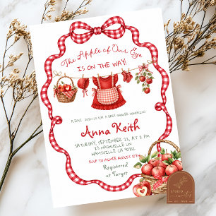 Rode Gingham Appel Meisje Baby Shower Kaart