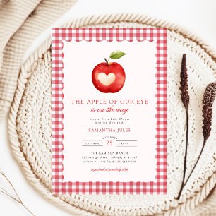 Rode Gingham Appel van Onze Oog Baby Shower Kaart