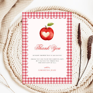 Rode Gingham Apple of Our Eye Baby Shower Bedankkaart
