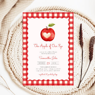 Rode Gingham Apple of Our Eye Baby Shower Kaart