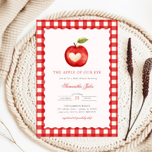 Rode Gingham Apple of Our Eye Baby Shower Kaart