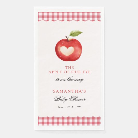 Rode Gingham Apple of Our Eye Baby Shower Servet (Voorkant)