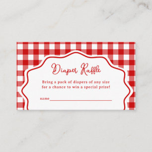 Rode Gingham Baby-Q BBQ Baby Shower Luiers Raffle Informatiekaartje