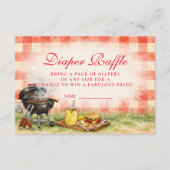 Rode Gingham Baby Q Luier Raffle Informatiekaartje (Voorkant)