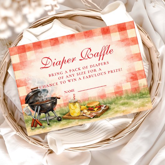 Rode Gingham Baby Q Luier Raffle Informatiekaartje