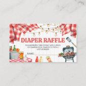 Rode Gingham Baby-Q Luier Raffle Ticket Informatiekaartje (Voorkant)