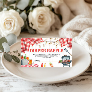 Rode Gingham Baby-Q Luier Raffle Ticket Informatiekaartje