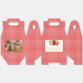 Rode Gingham Ballonnen Aangepaste Foto Verjaardag Bedankdoosjes (Ongevouwen)