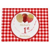 Rode Gingham Ballonnen Aangepaste Multi Foto Verja Groot Cadeauzakje (Voorkant)