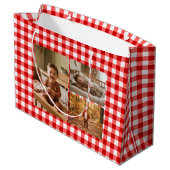 Rode Gingham Ballonnen Aangepaste Multi Foto Verja Groot Cadeauzakje (Achterkant Gekanteld)