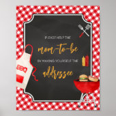 Rode Gingham BBQ Baby Shower Envelopestation Poster (Voorkant)