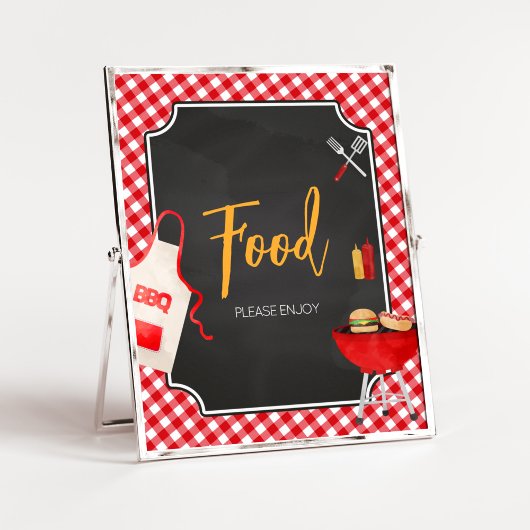 Rode Gingham BBQ Baby Shower Eten Poster