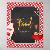 Rode Gingham BBQ Baby Shower Eten Poster (Voorkant)