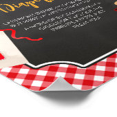 Rode Gingham BBQ Baby shower Late Night Luiers Poster (Hoek)