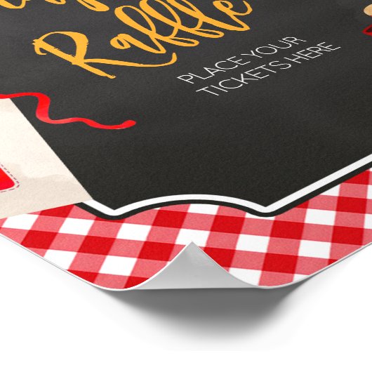Rode Gingham BBQ Baby shower Luier Raffle Poster (Hoek)