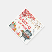 Rode Gingham BBQ Baby Shower Servetten (Hoek)