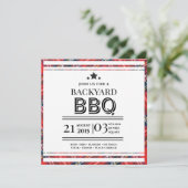 Rode Gingham BBQ-feest Platte Uitnodiging (Staand voorkant)
