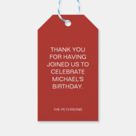 Rode Gingham Bedankt Verjaardagsfeest Cadeautags Cadeaulabel
