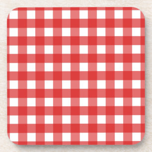 Rode gingham bier onderzetter