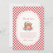 Rode Gingham Bloem Oogst Appel Baby Shower Bedankkaart (Voorkant)