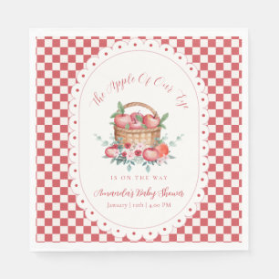 Rode Gingham Bloem Oogst Appel Baby Shower Servet
