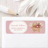 Rode Gingham Boho Appel Baby Shower Retouradres Etiket (Insitu)