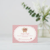 Rode Gingham Boho Appel Luier Raffle Baby Borrel Informatiekaartje (Staand voorkant)