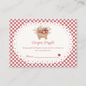 Rode Gingham Boho Appel Luier Raffle Baby Borrel Informatiekaartje (Voorkant)