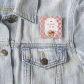 Rode Gingham Boho Appel Moeder Worden Baby Shower Vierkante Button 5,1 Cm (In situ)