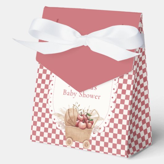 Rode Gingham Boho Appel Van Onze Ogen Baby Shower Bedankdoosjes (Voorkant)