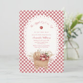 Rode Gingham Boho Appel Van Onze Ogen Baby Shower  Kaart (Staand voorkant)
