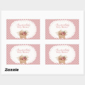 Rode Gingham Boho Appel Van Onze Ogen Baby Shower Rechthoekige Sticker (Vel)