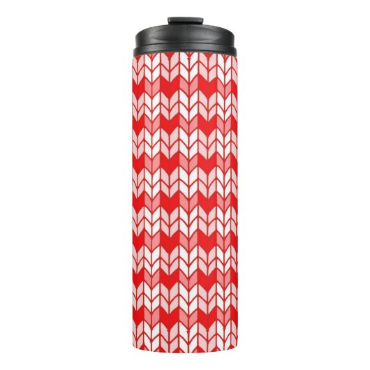 RODE GINGHAM BREI Thermische Tumbler Thermosbeker (Voorkant)