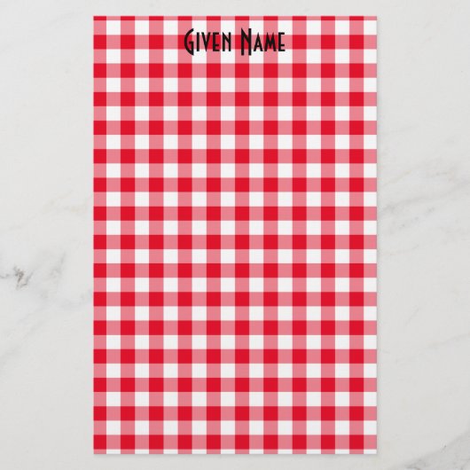 Rode Gingham Briefpapier (Voorkant)