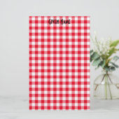 Rode Gingham Briefpapier (Staand voorkant)