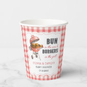 Rode Gingham Burger BBQ Baby Shower Papieren Beker (Achterkant)