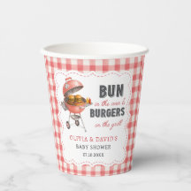 Rode Gingham Burger BBQ Baby Shower Papieren Beker