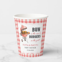 Rode Gingham Burger BBQ Baby Shower Papieren Beker