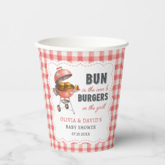 Rode Gingham Burger BBQ Baby Shower Papieren Beker