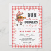 Rode Gingham Burger BBQ Baby Shower Uitnodiging (Voorkant)
