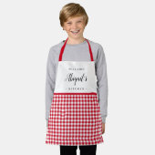 Rode gingham check kind gepersonaliseerd koken schort (Gedragen)
