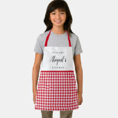 Rode gingham check kind gepersonaliseerd koken schort (Insitu)