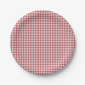 Rode Gingham Country Kerst Bruidsdouche Papieren Bordje (Voorkant)